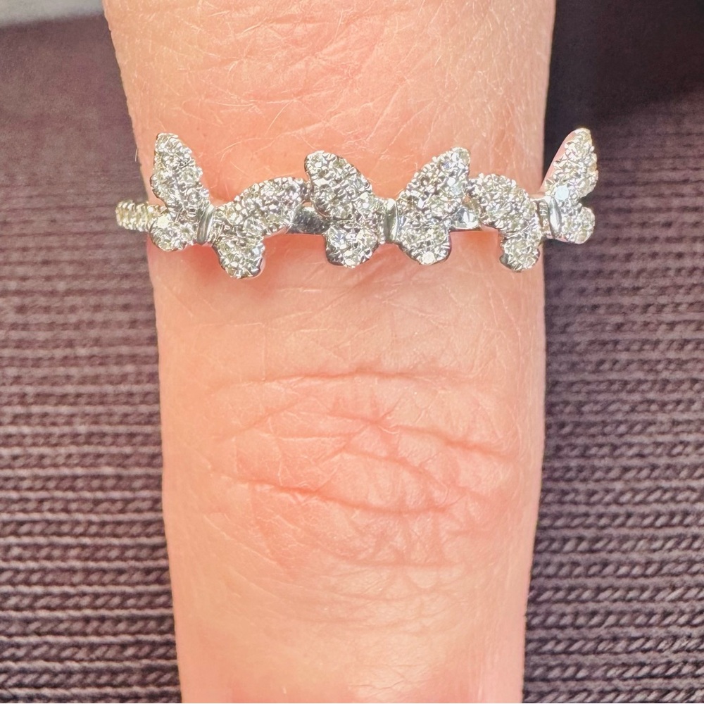 Sparkling diamond Butterfly Ring in 14k White Gold by Sky Creations